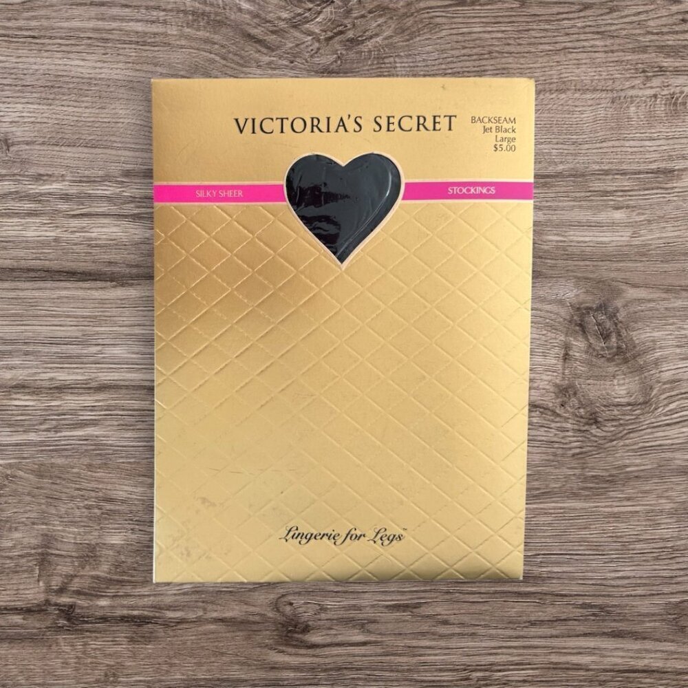 Vintage Victoria’s Secret Lingerie for Legs Silky Sheer Backseam Stockings Black